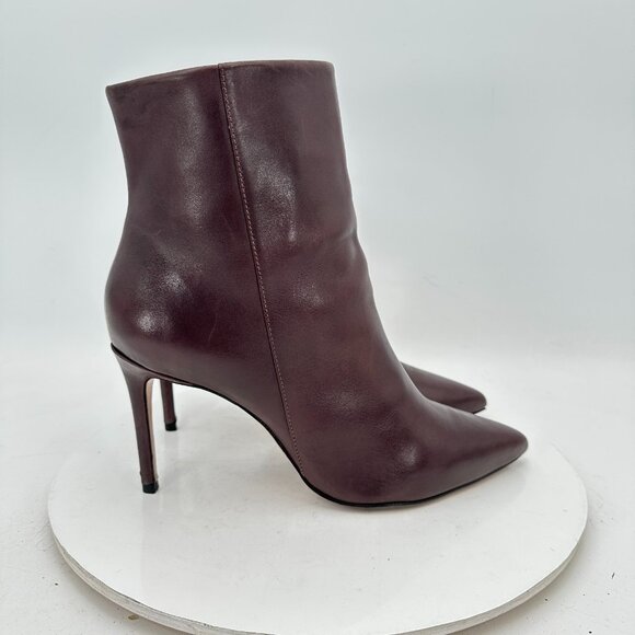 Schutz Women Size 9B Dark Brown Leather Side Zip Pointed Toe Ankle Heel Boot - Picture 4 of 11